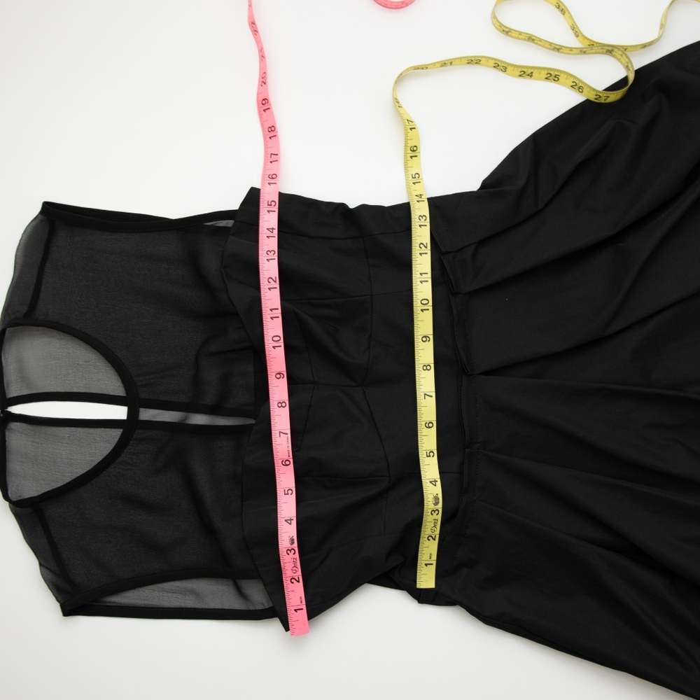 Nanette Lepore Lightshow Dress Mini Sheer Bodice Peplum Sleevless Black Size 6 - Picture 5 of 8